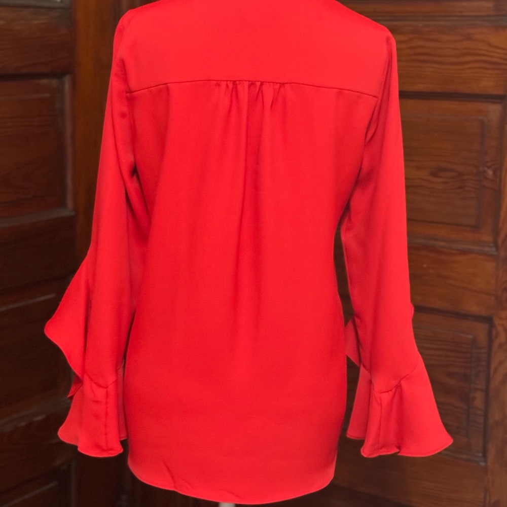Vince Camuto Red Ruffle Sleeve Top - Picture 3 of 4